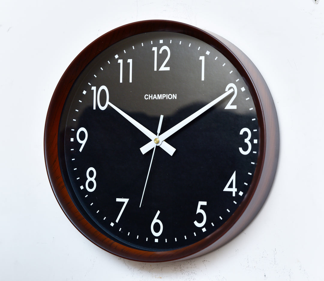 Champion 11.5" Walnut-Black Wall Clock